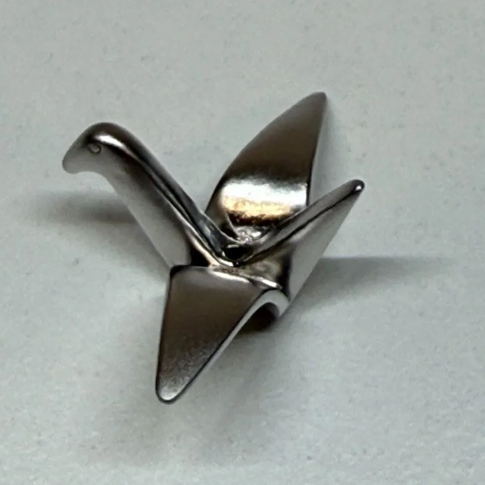 7 x 3D Crane Charm - Rhodium Plated